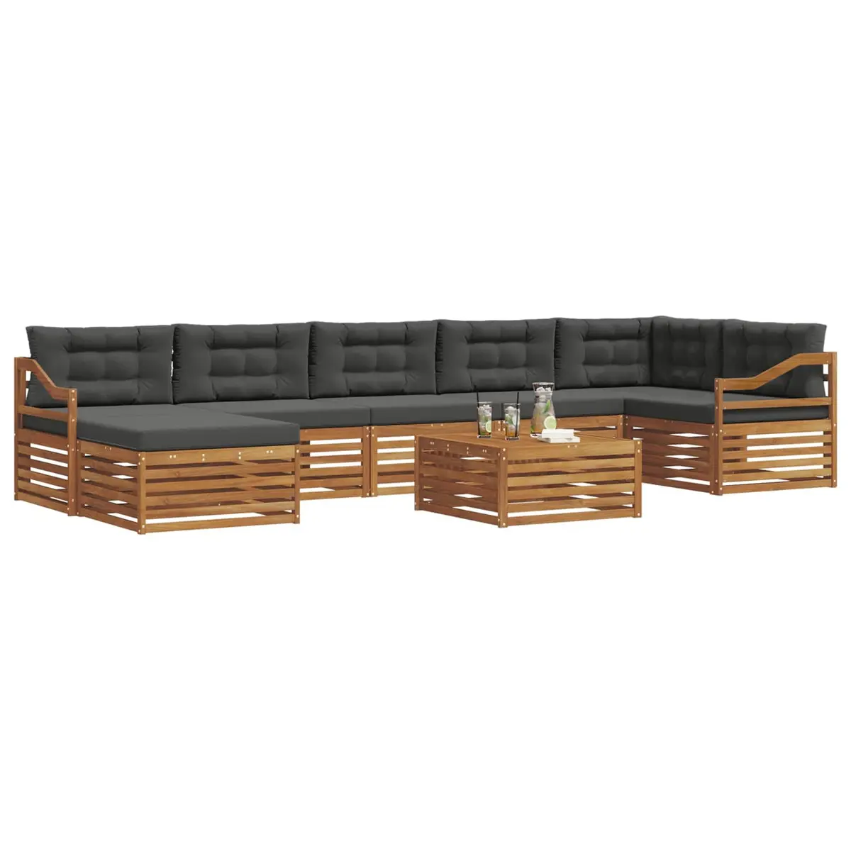 Outdoor Sectional Sofa Set 8pc Modular Garden Patio Furniture with Cushions