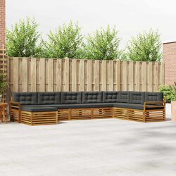 Outdoor Sofa Set 8 Pieces Garden Furniture Natural Anthracite Acacia Wood Patio