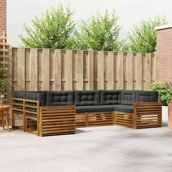 Outdoor Sofa Set 6 Piece Garden Furniture Natural Anthracite Acacia Wood Patio