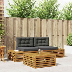 Outdoor Sofa Set 4 pcs Acacia Wood Garden Patio Lounge Furniture Sectional