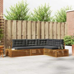 Outdoor Sofa Set 5 pcs Acacia Wood Modular Lounge Garden Patio Furniture Brown