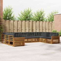Outdoor Sofa Set 9 pcs Garden Furniture Natural Anthracite Solid Wood Modular