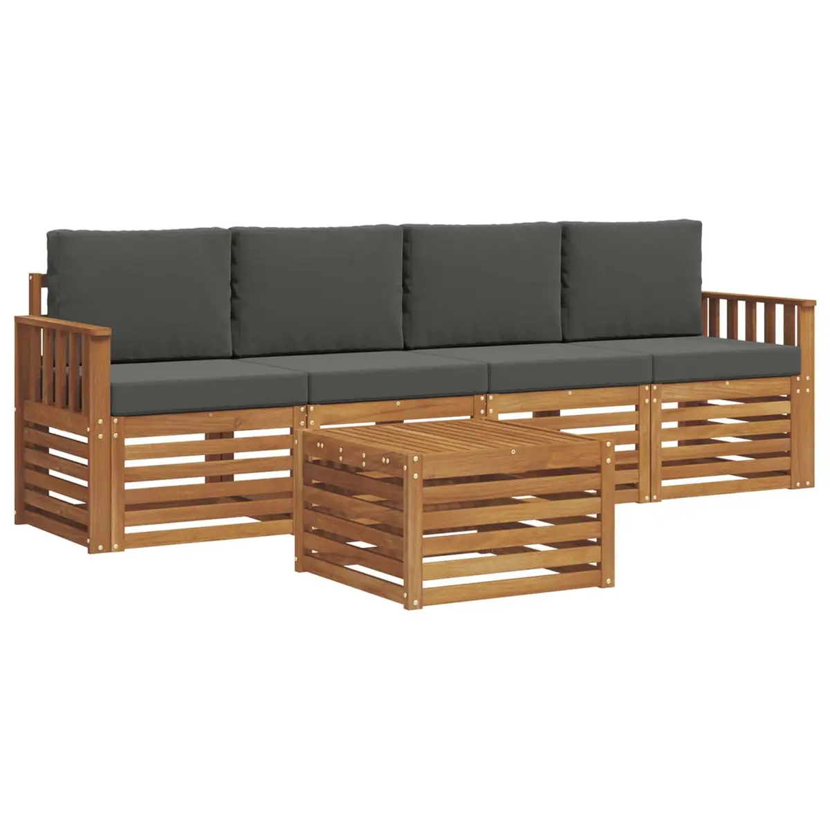 5-Piece Outdoor Sofa Set Garden Furniture Natural Anthracite Acacia Wood Patio
