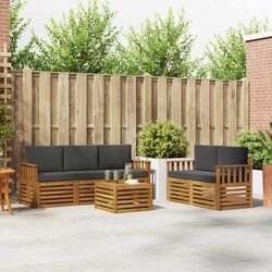 Outdoor Furniture Set 6 Piece Sofa Lounge Patio Garden Acacia Wood Natural
