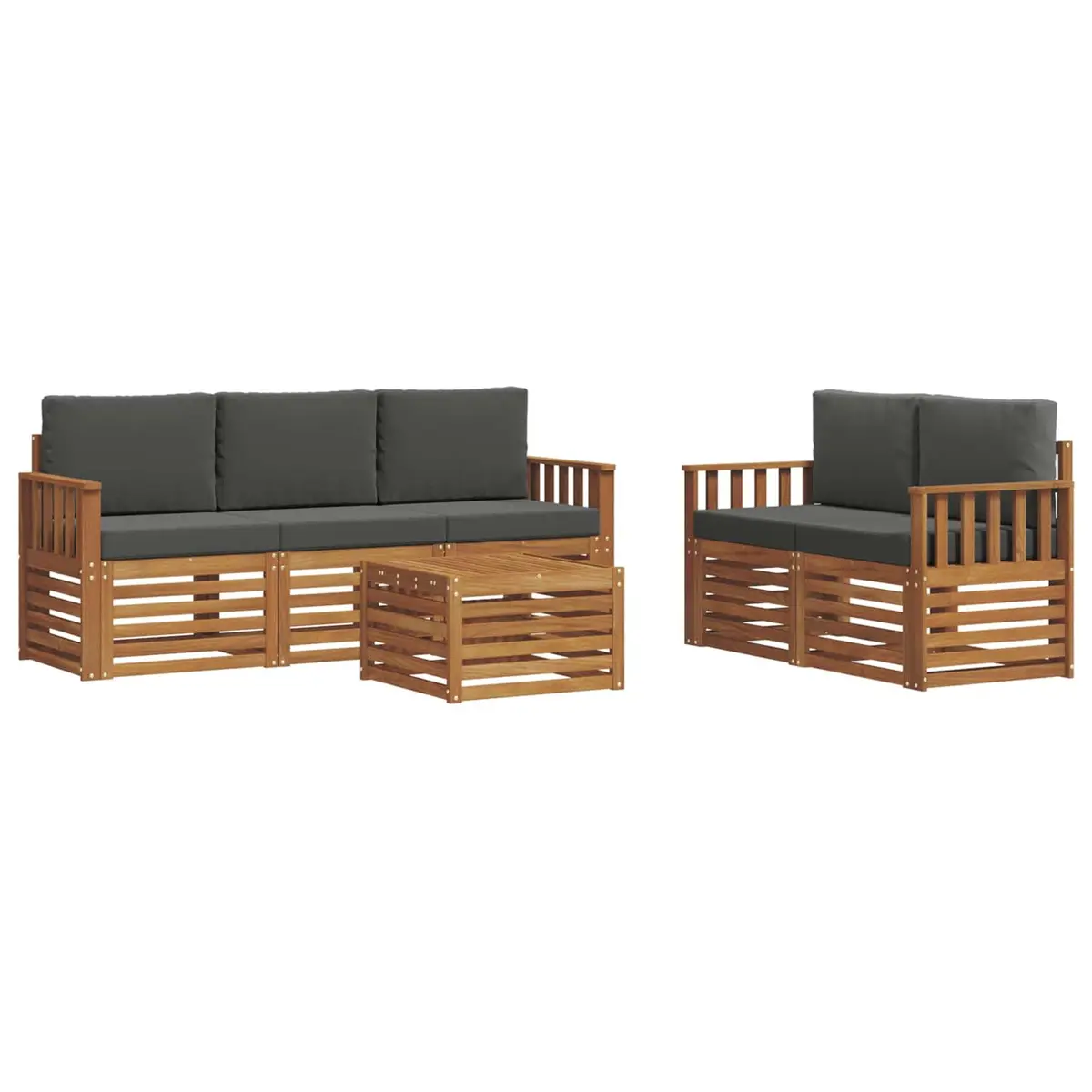 Outdoor Furniture Set 6 Piece Sofa Lounge Patio Garden Acacia Wood Natural