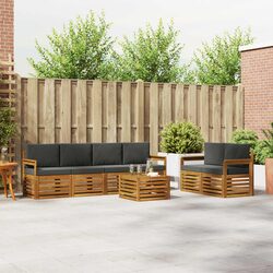 Outdoor Sofa Set 7 Pieces Natural Anthracite Solid Wood Garden Furniture