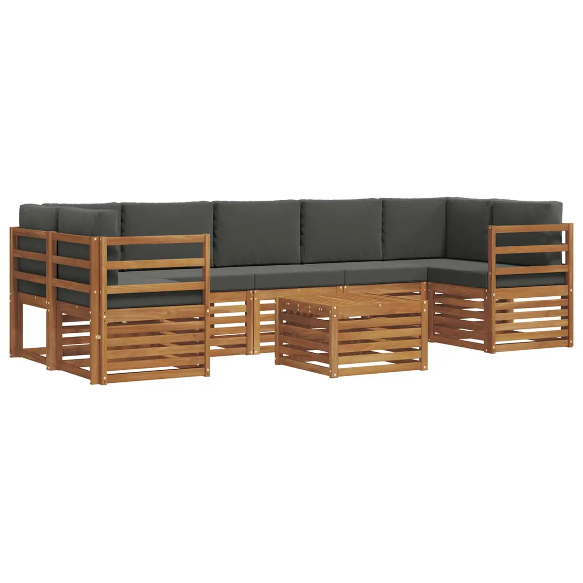 Outdoor Sofa Set 8 Piece Garden Furniture Natural Anthracite Wood Lounge Patio
