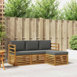 Outdoor Sofa Set 4 pcs Garden Furniture Natural Anthracite Cushion Modular