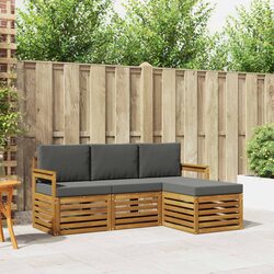 Outdoor Sofa Set 4 Pieces Natural Anthracite Garden Furniture Patio Seating