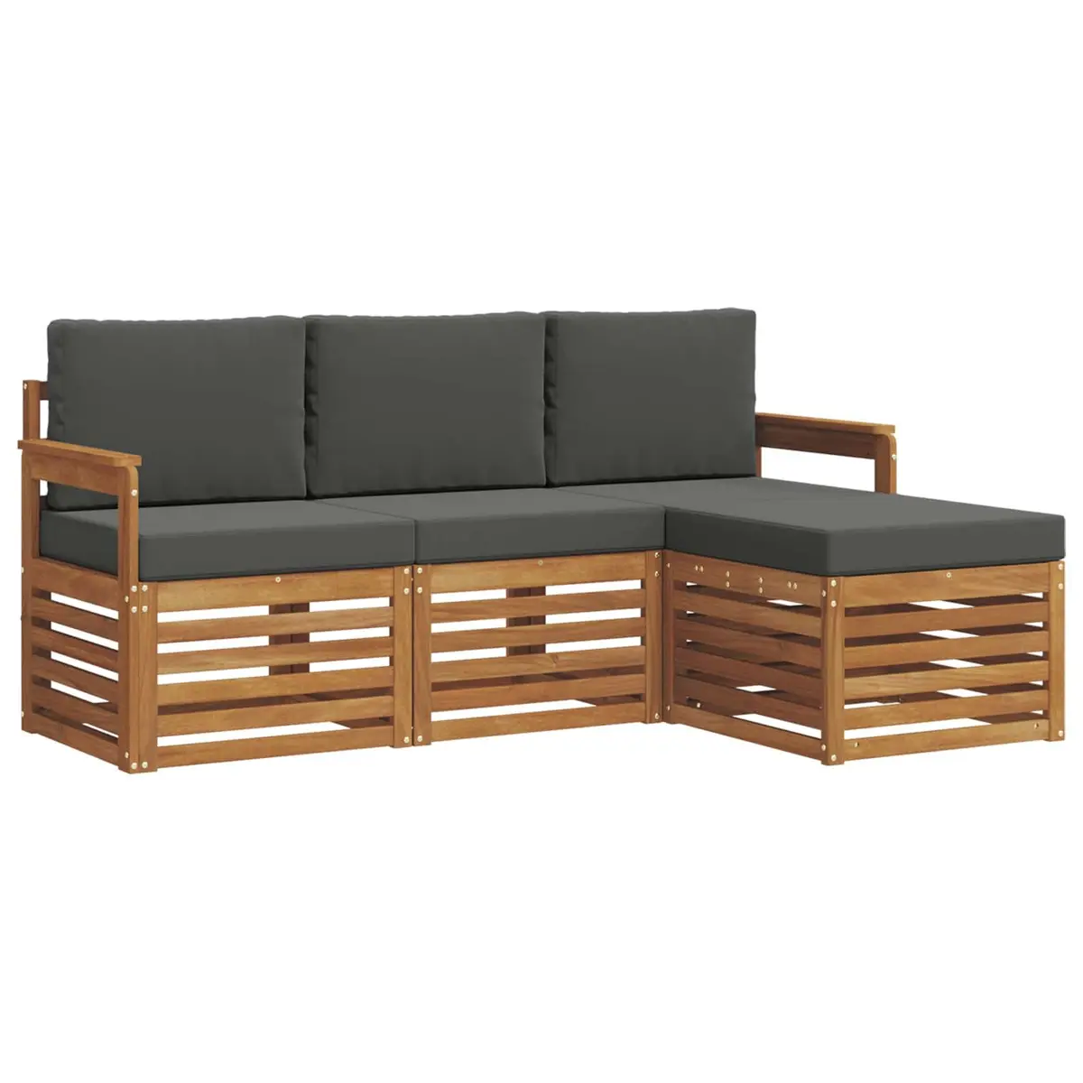 Outdoor Sofa Set 4 Pieces Natural Anthracite Garden Furniture Patio Seating