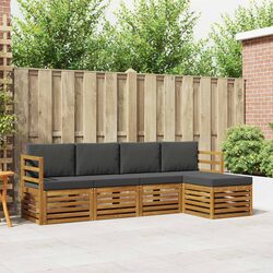 Outdoor Sofa Set 5 pcs Modular Sectional Patio Furniture Acacia Wood Natural
