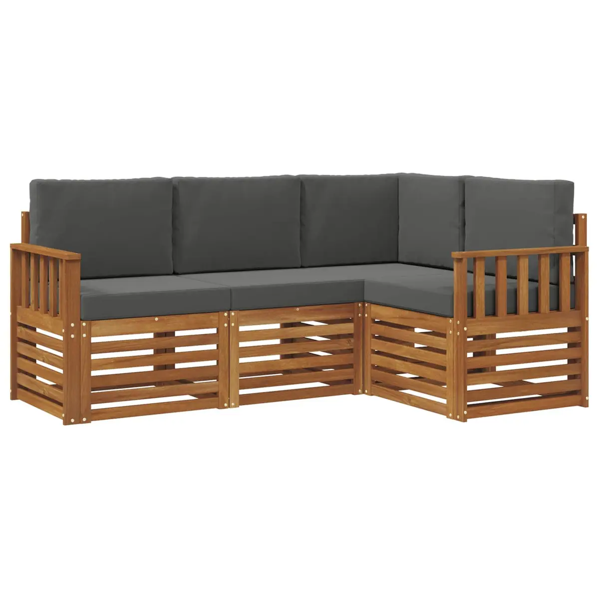 Outdoor Sofa Set 4 Pieces Natural Anthracite Solid Wood Patio Garden Furniture