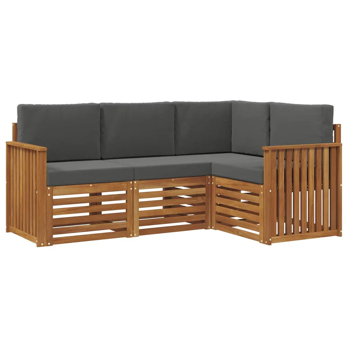 Outdoor Sofa Sets 4 Pieces Natural Anthracite Solid Acacia Wood Garden Furniture