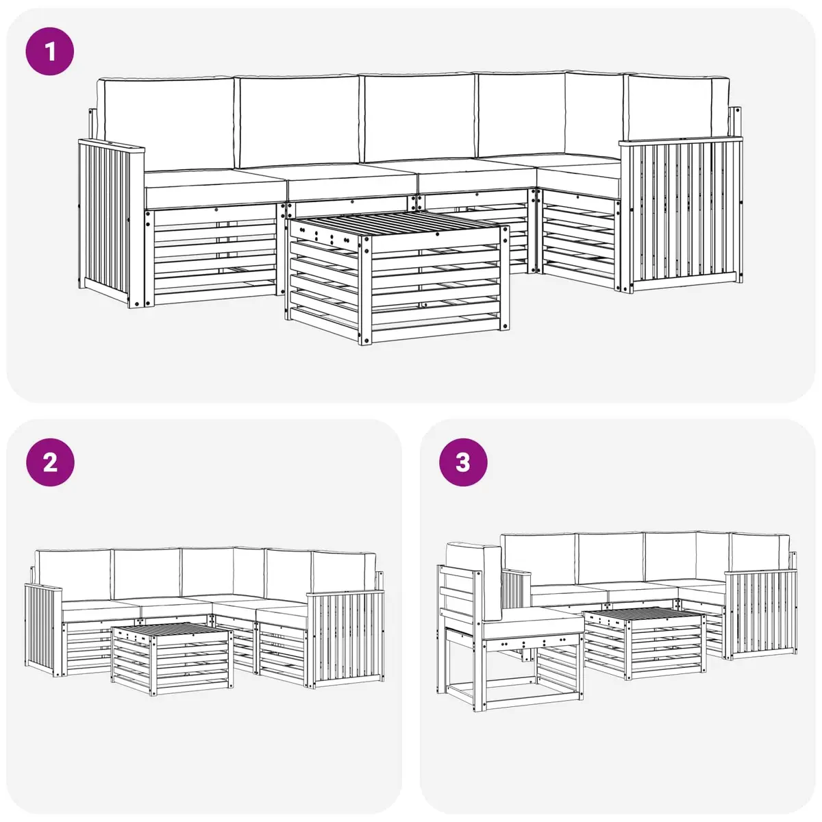 Sectional Sofa Set 6 Pieces Outdoor Garden Furniture Natural Anthracite Modular