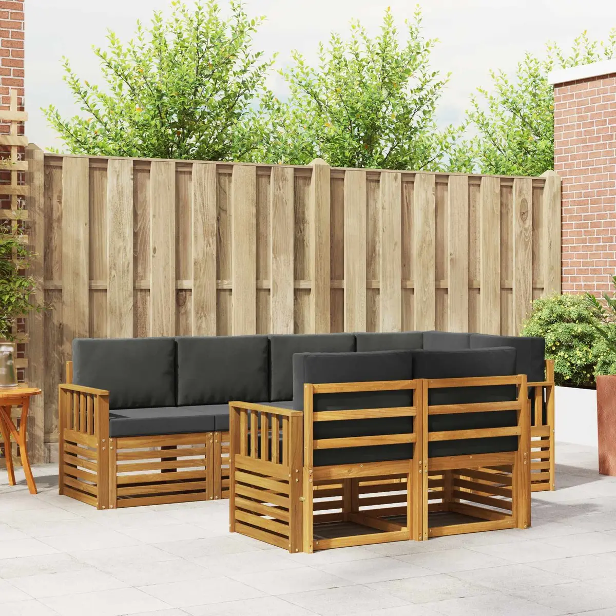 Sectional Sofa Set Natural Anthracite 7 Piece Modular Outdoor Garden Furniture