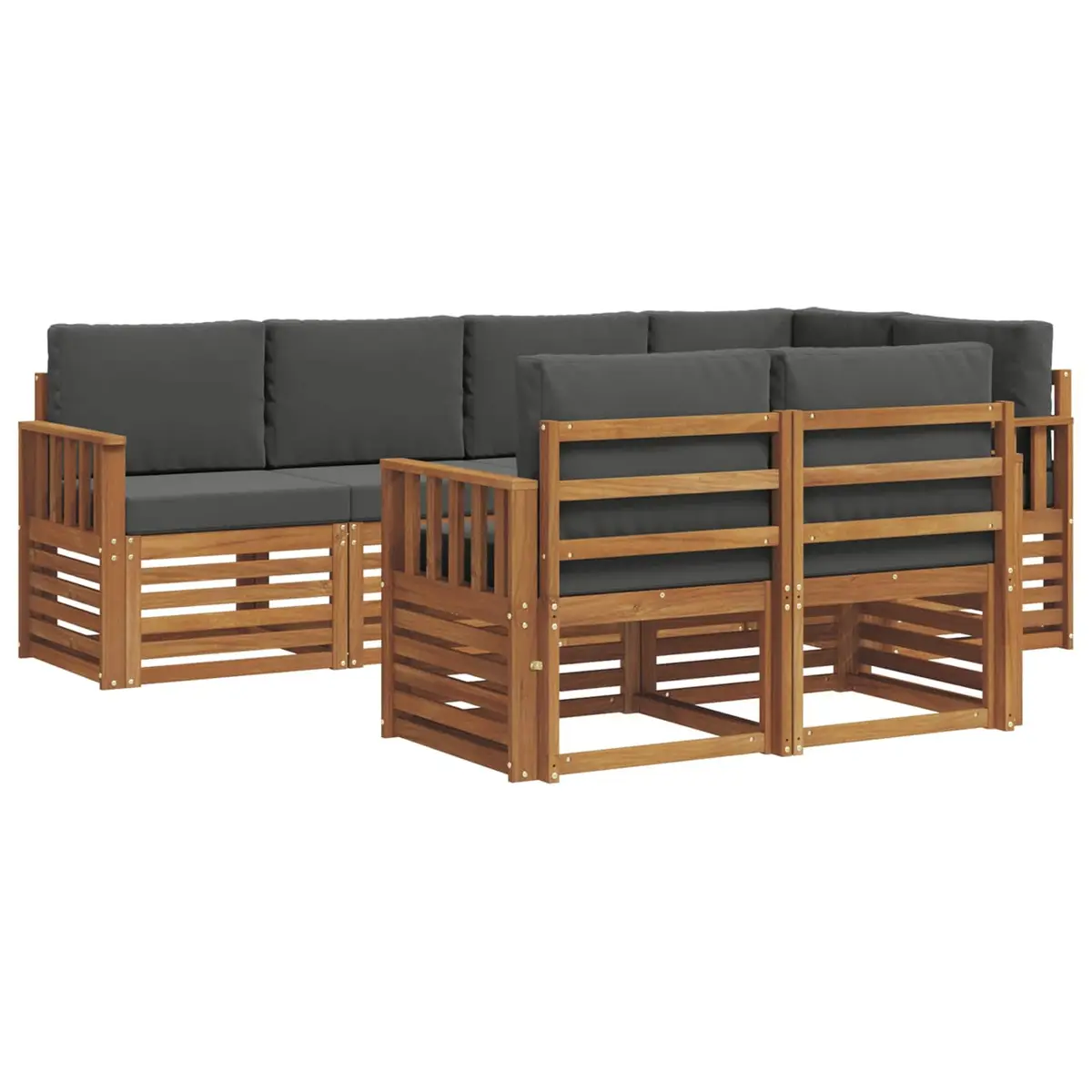 Sectional Sofa Set Natural Anthracite 7 Piece Modular Outdoor Garden Furniture