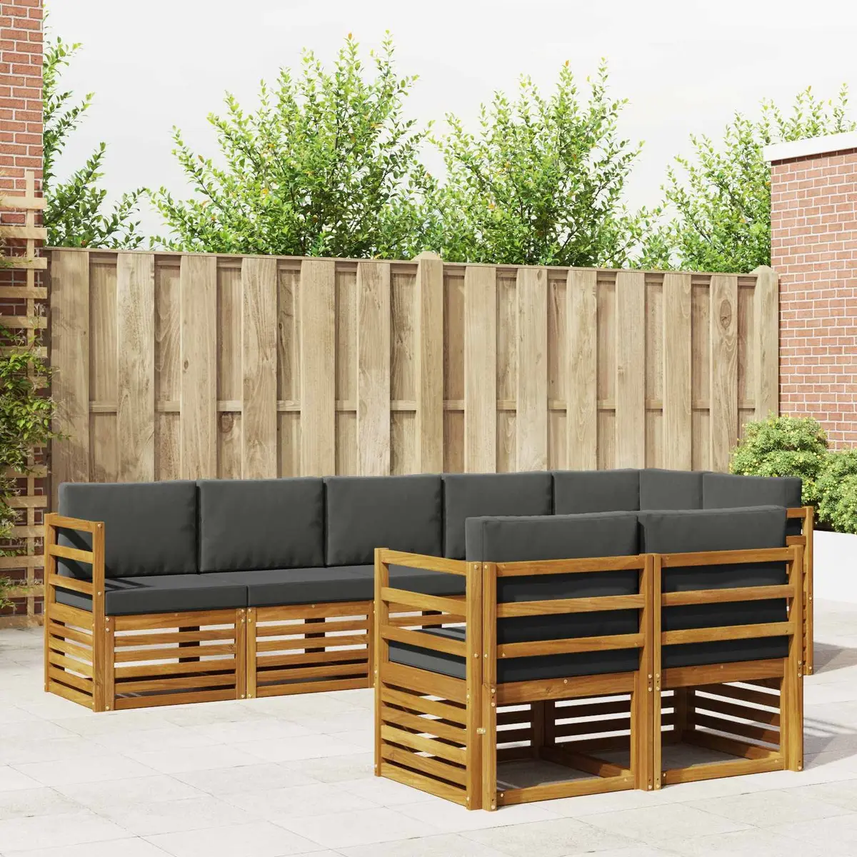 Outdoor Sofa Sets 8pcs Modular Furniture Natural Anthracite Solid Acacia Wood