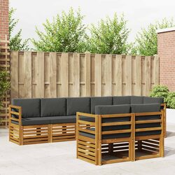 Outdoor Sofa Sets 8pcs Modular Furniture Natural Anthracite Solid Acacia Wood