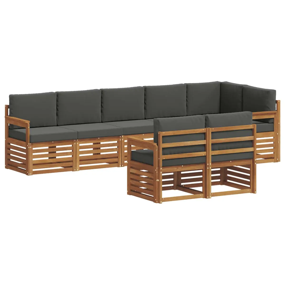 Sofa Sets Natural Anthracite 8 Piece Modular Outdoor Lounge Acacia Wood