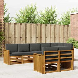 Outdoor Sofa Set 8 Pieces Natural Anthracite Solid Wood Garden Furniture Modular