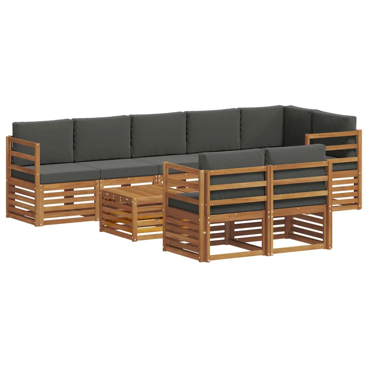 9 Piece Outdoor Sectional Sofa Set Modular Garden Patio Furniture Natural