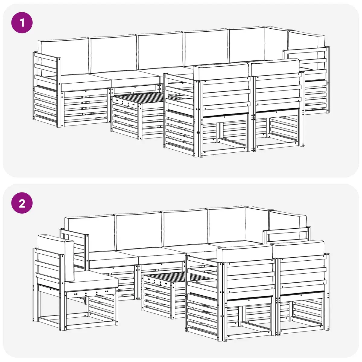 9 Piece Outdoor Sectional Sofa Set Modular Garden Patio Furniture Natural