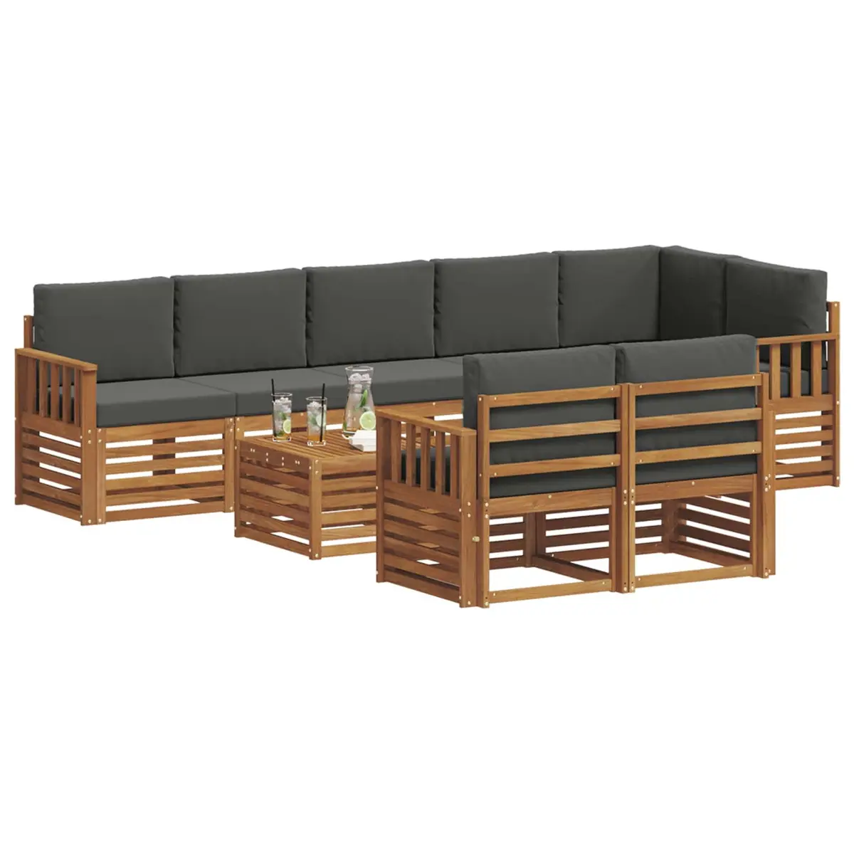 9 Piece Outdoor Sectional Sofa Set Modular Garden Patio Furniture Natural