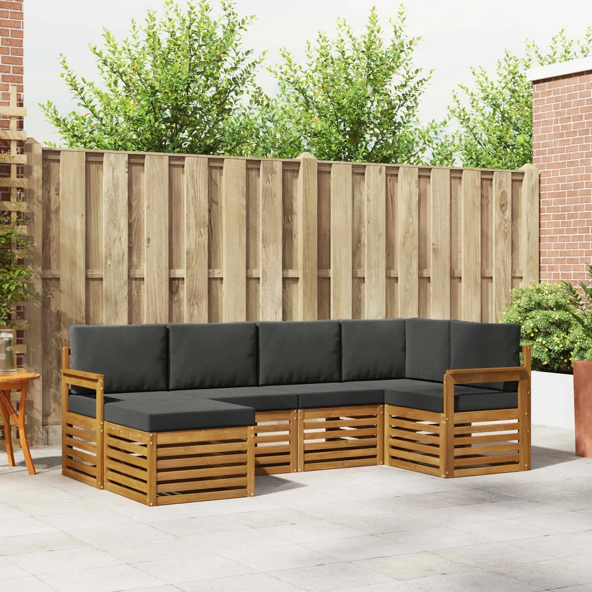 Outdoor Sectional Sofa Set 6 pcs Garden Furniture Natural Anthracite Modular