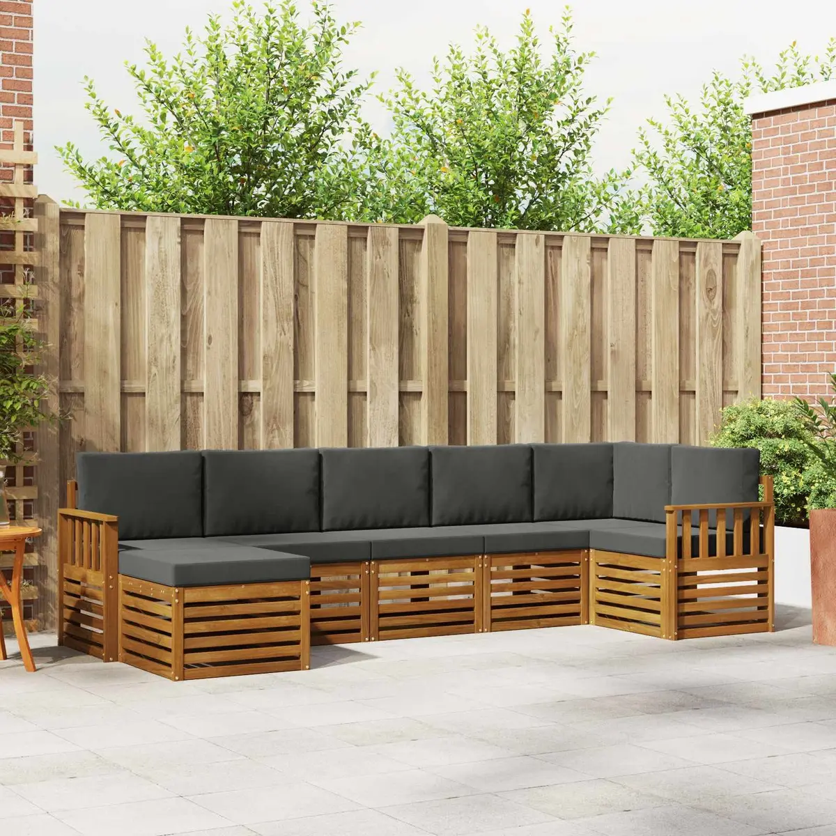 Sectional Sofa Set 7 Piece Outdoor Garden Furniture Natural Anthracite Modular