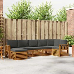 Sectional Sofa Set 7 Piece Outdoor Garden Furniture Natural Anthracite Modular
