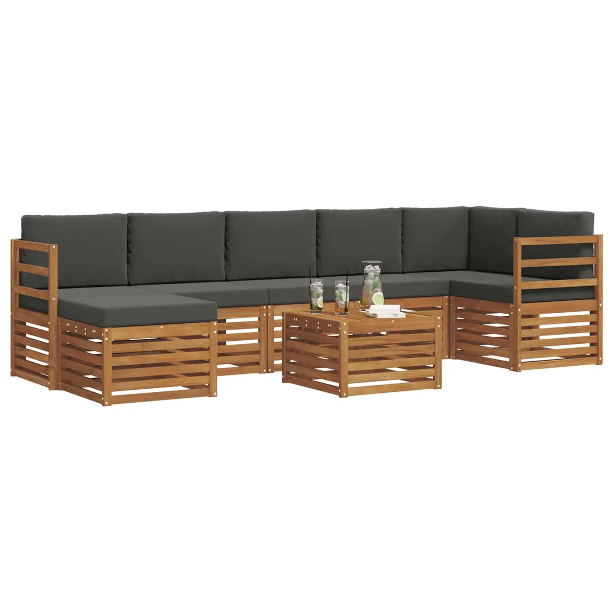 Outdoor Sofa Set 8 Pieces Garden Furniture Patio Sectional Acacia Wood Brown