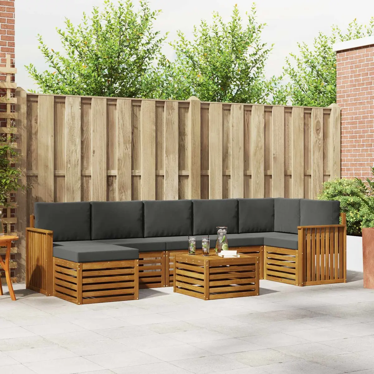 Outdoor Sofa Set 8 Pieces Garden Furniture Solid Wood Patio Seating Modular