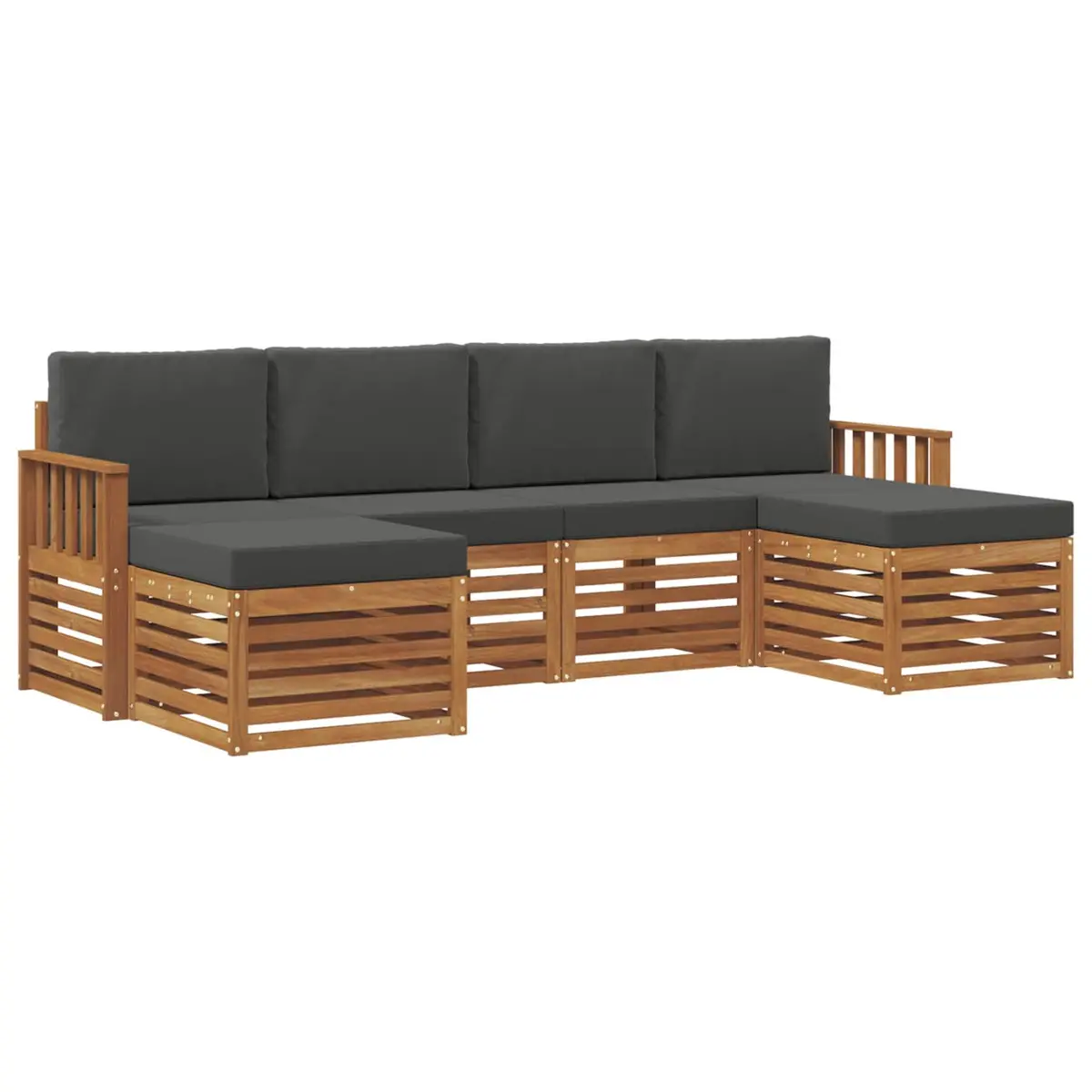 Outdoor Sofa Set 6 Piece Modular Garden Patio Furniture Acacia Wood Brown