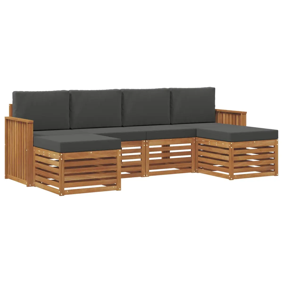 Outdoor Sofa Set 6 Piece Modular Garden Patio Furniture Solid Acacia Wood Brown