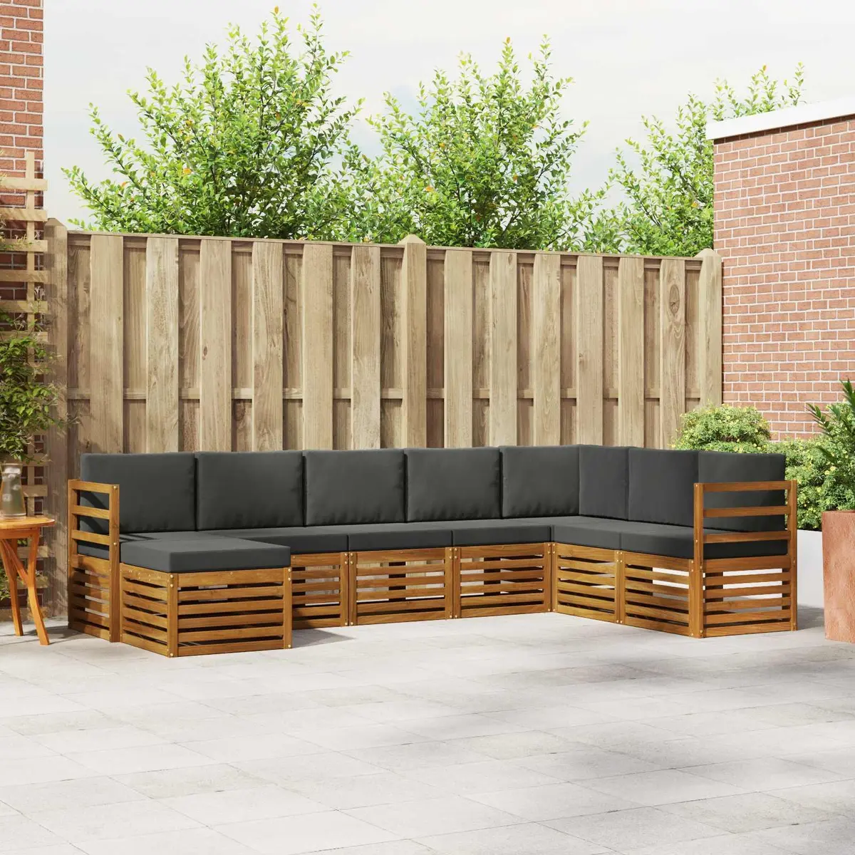 Outdoor Sofa Set Acacia Wood 8 Pieces Modular Lounge Seating