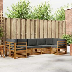 7-Piece Outdoor Sectional Sofa Set with Acacia Wood