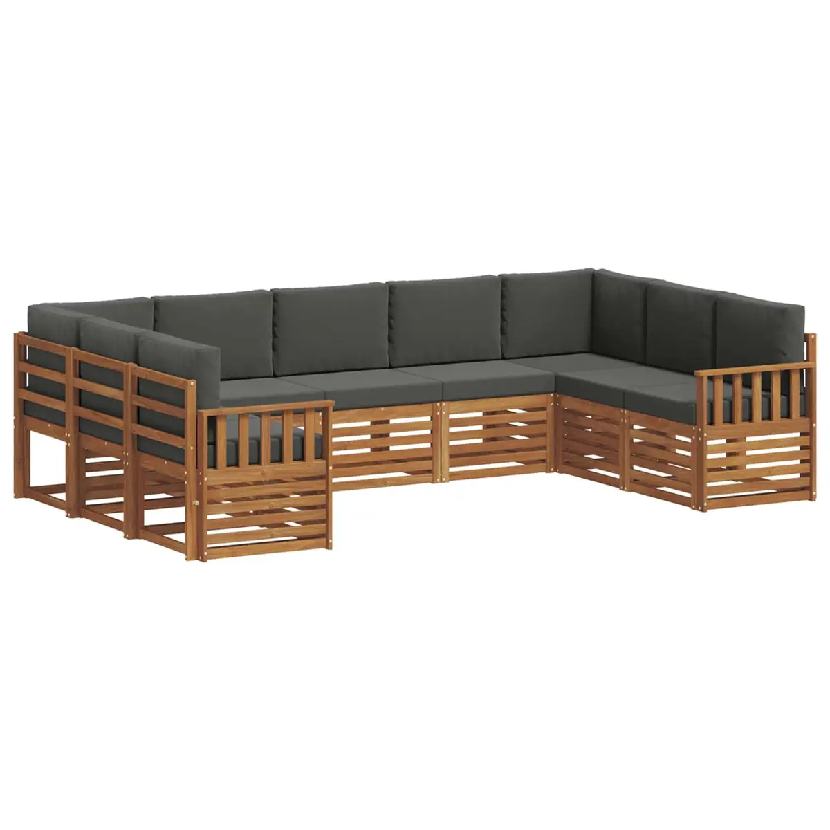 Sectional Sofa Set 9 Piece Outdoor Garden Furniture Natural Acacia Wood Brown