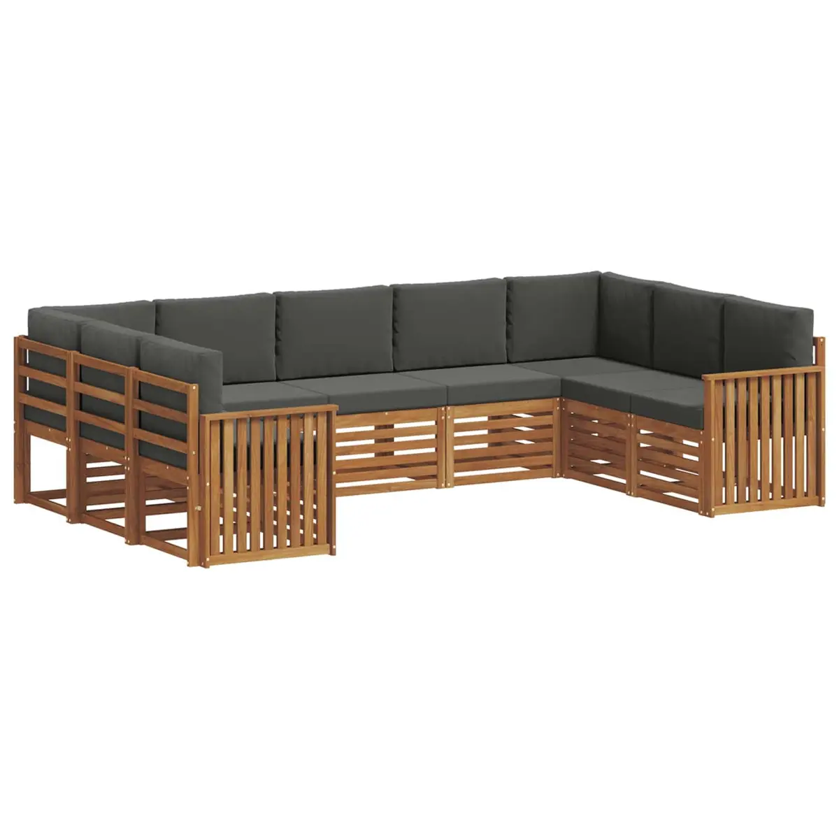 Outdoor Sectional Sofa Set 9 Piece Modular Garden Furniture Acacia Wood Natural