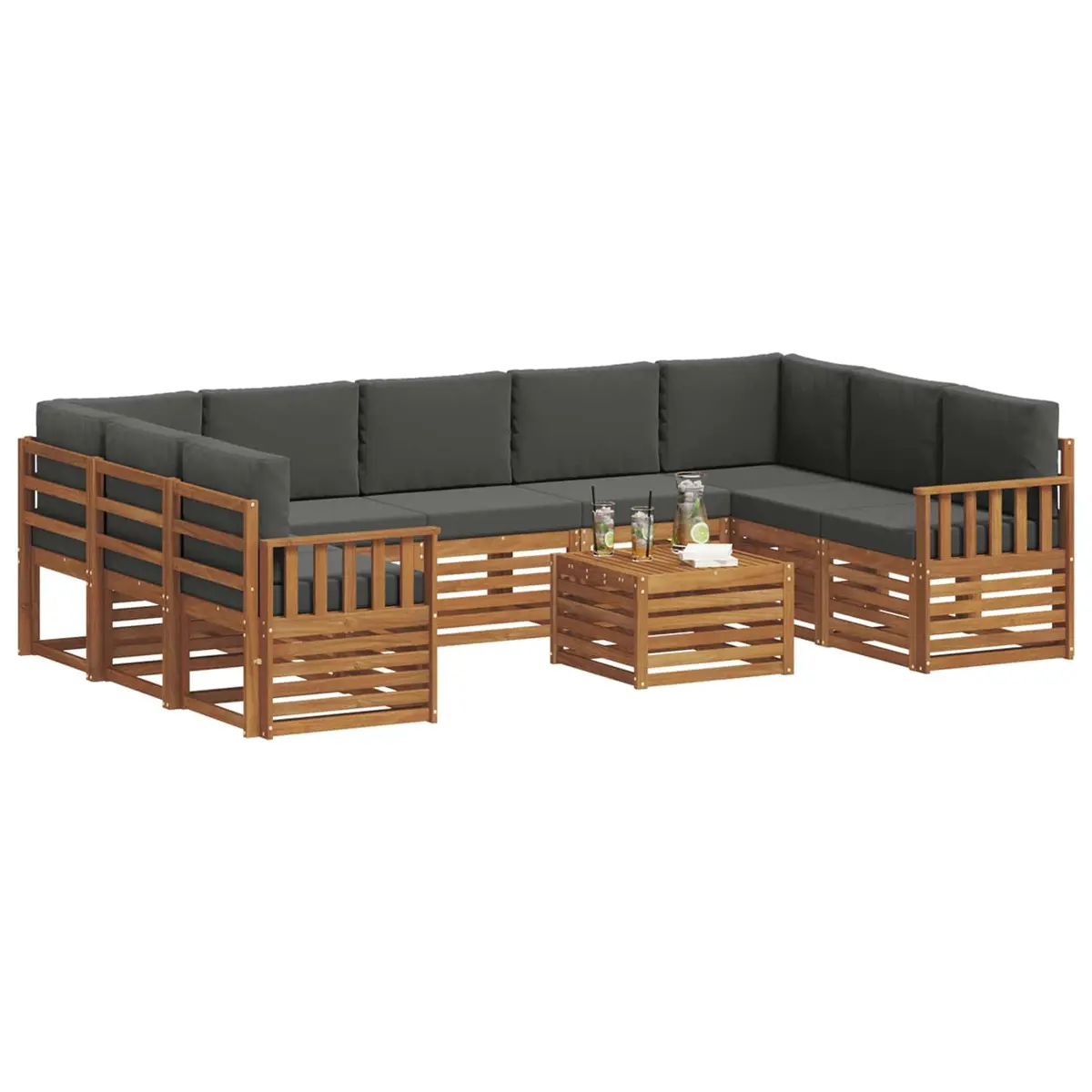 Outdoor Sofa Set 10 Piece Garden Furniture Solid Acacia Wood Patio Lounge