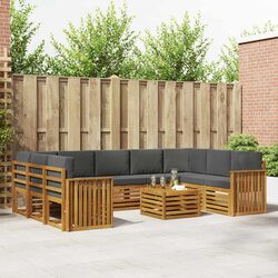 Concise 10-Piece Outdoor Sofa Set in Acacia Wood