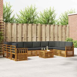 Compact 11 Piece Outdoor Sofa Set in Solid Acacia Wood