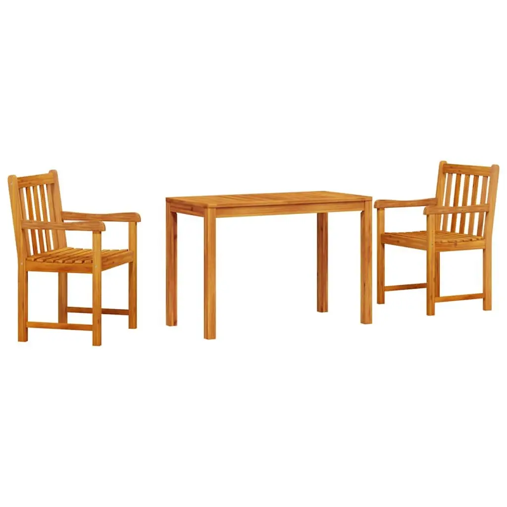 Garden Dining Set 3 Pieces Solid Acacia Wood Brown Outdoor Furniture Table