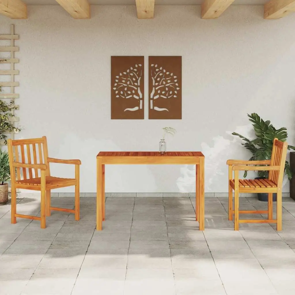 Garden Dining Set 3 Pieces Solid Acacia Wood Brown Outdoor Furniture Table