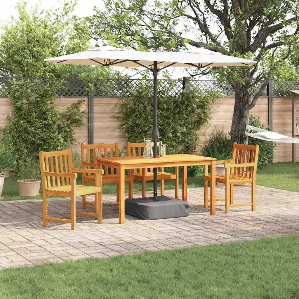 Garden Dining Set Brown 5 Pieces Solid Wood Outdoor Furniture Rustic Style
