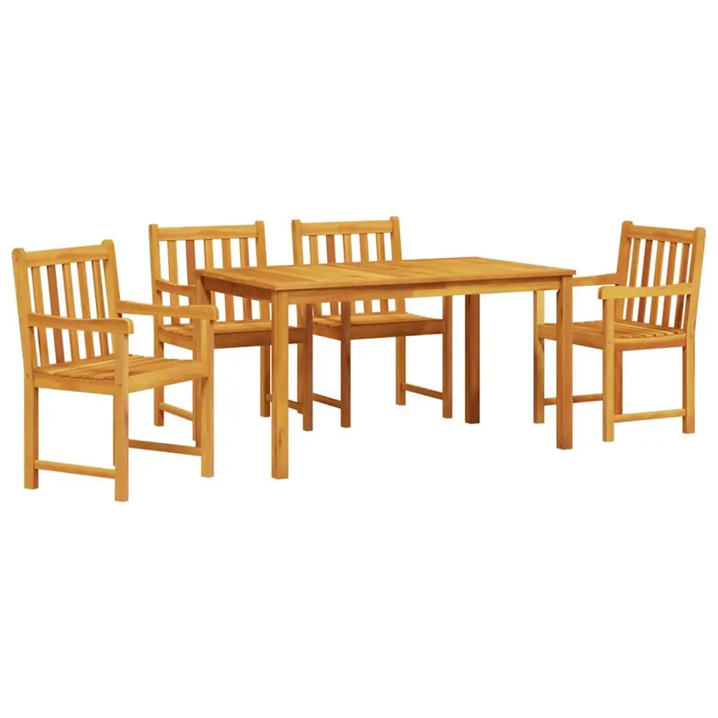 Garden Dining Set Brown 5 Pieces Solid Wood Outdoor Furniture Rustic Style