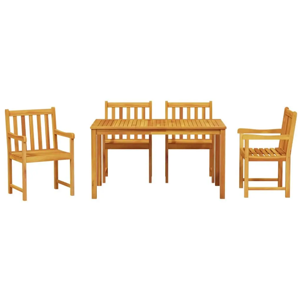Garden Dining Set Brown 5 Pieces Solid Wood Outdoor Furniture Rustic Style