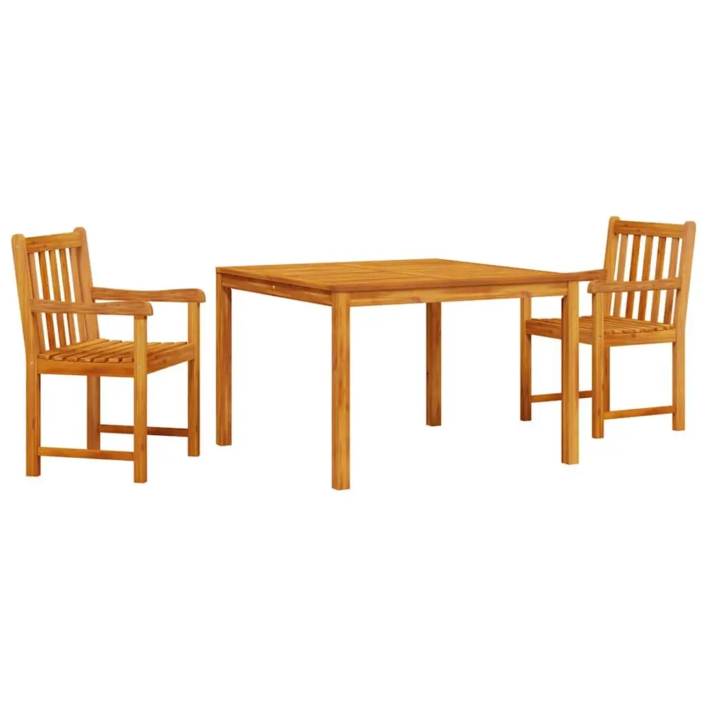 Garden Dining Set 3 Piece Outdoor Furniture Solid Acacia Wood Brown Patio
