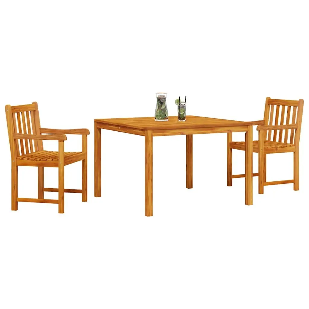 Garden Dining Set 3 Piece Outdoor Furniture Solid Acacia Wood Brown Patio
