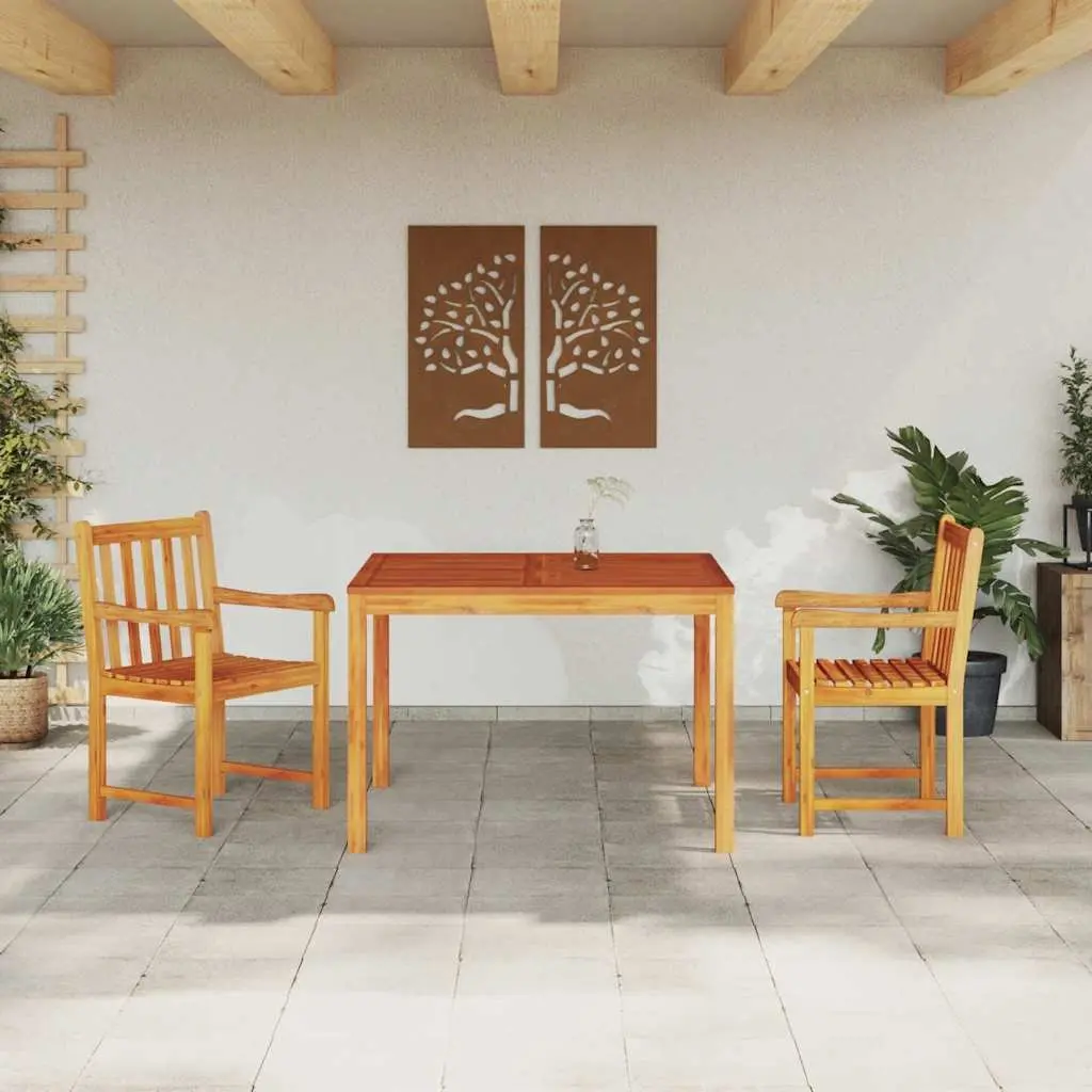 Garden Dining Set 3 Piece Outdoor Furniture Solid Acacia Wood Brown Patio