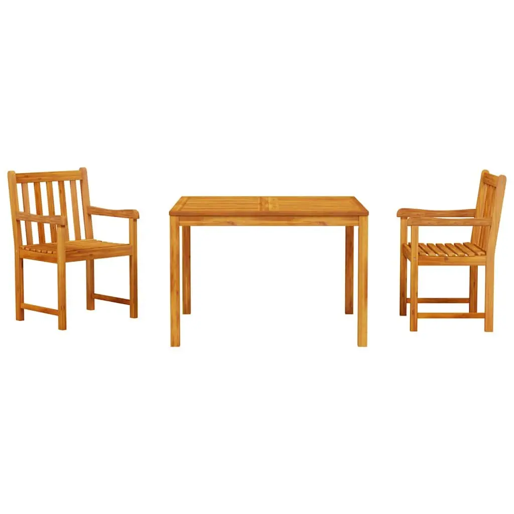 Garden Dining Set 3 Piece Outdoor Furniture Solid Acacia Wood Brown Patio